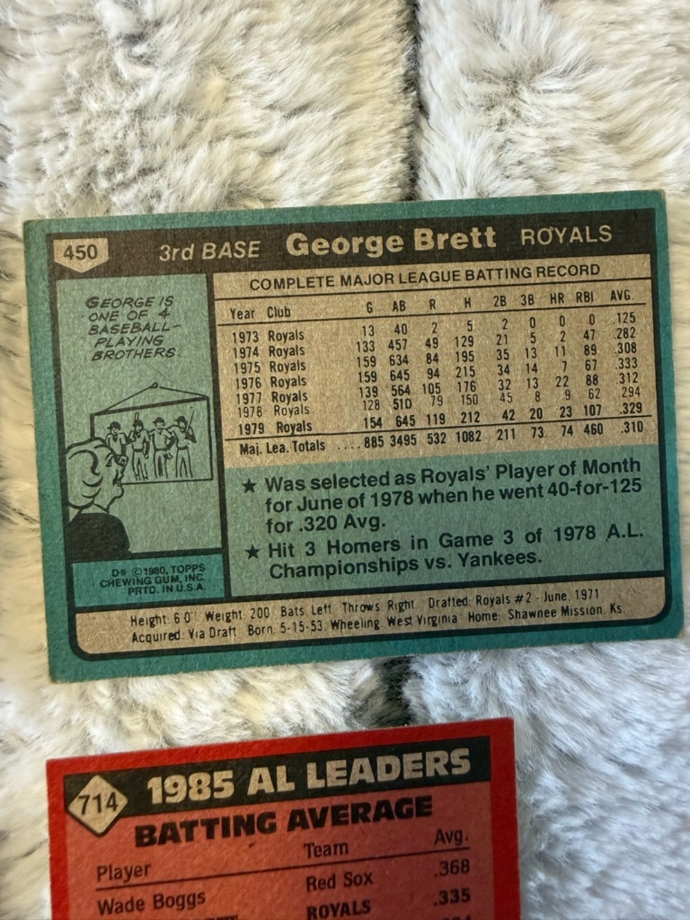 Topps George Brett Kansas City Royals Card - Blue/White - Picture 8 of 10